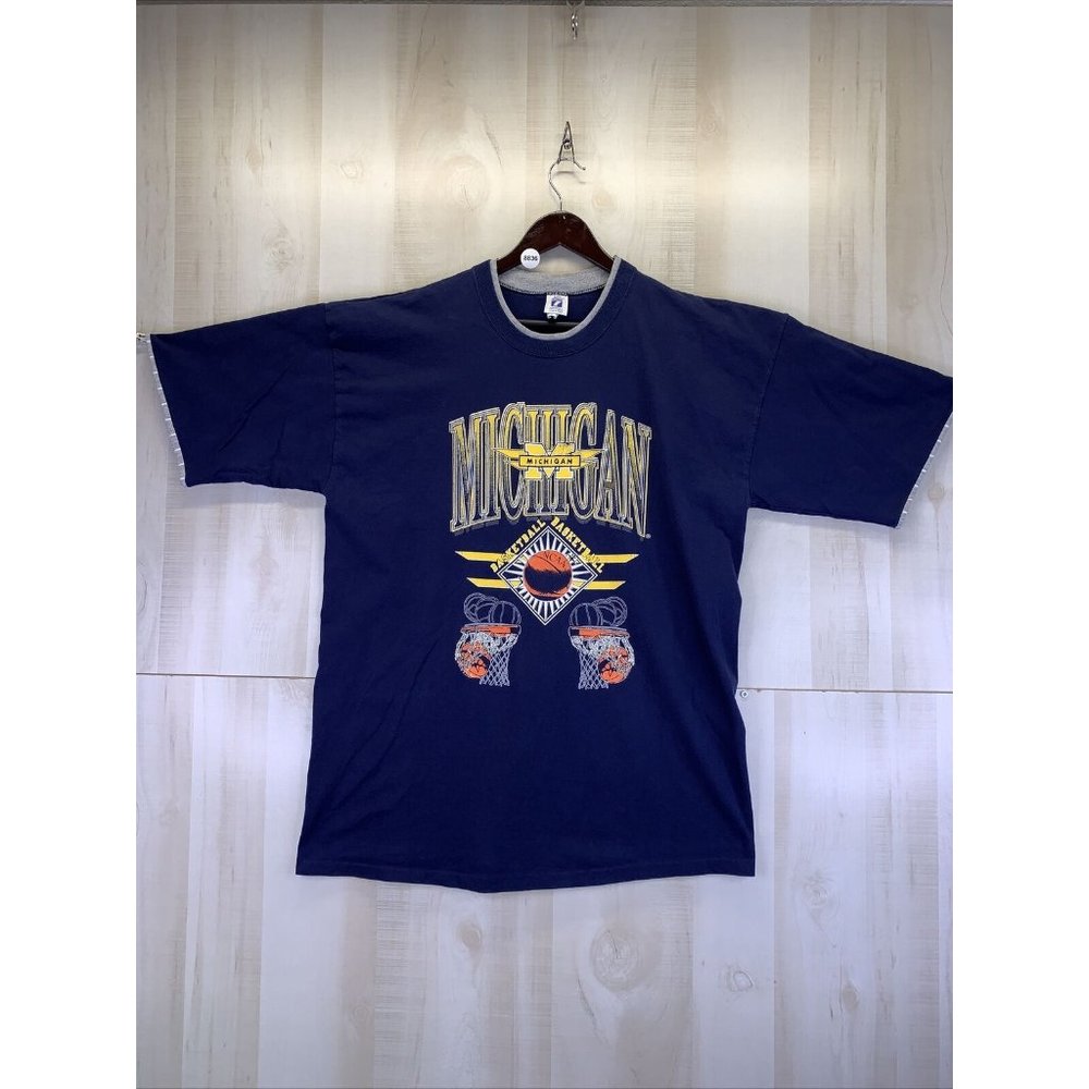 Vintage 1990s University Of Michigan NCAA Basketball Mens Graphic T Shirt XL USA